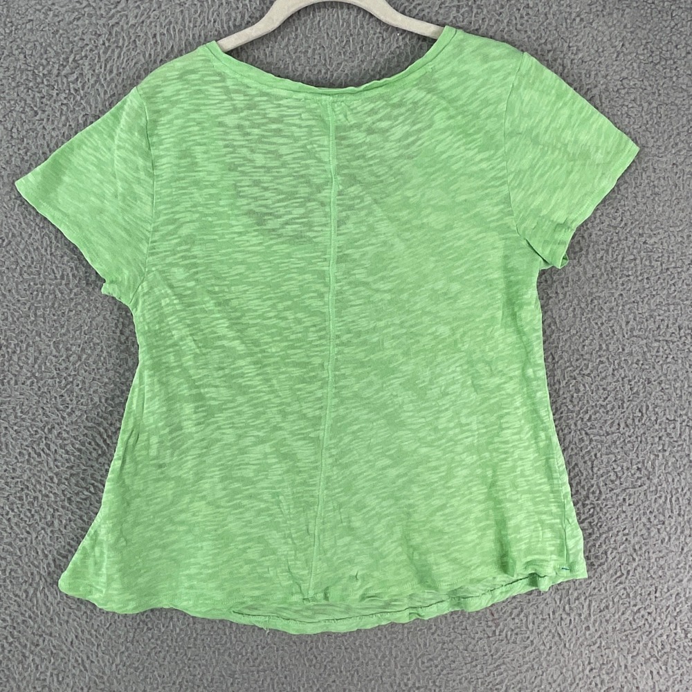 Sundance T-Shirt Womens Medium Green Slub Knit Scoop Neck Cotton Short Sleeve